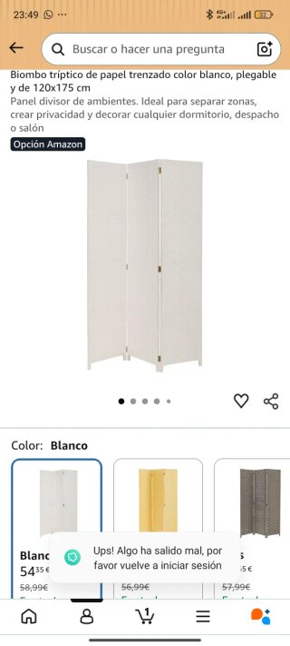Biombo Decorativo Mimbre Blanco