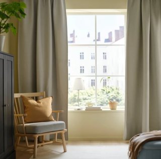 Cortinas semiopacas gris claro (2 ud) 1,45x3 m