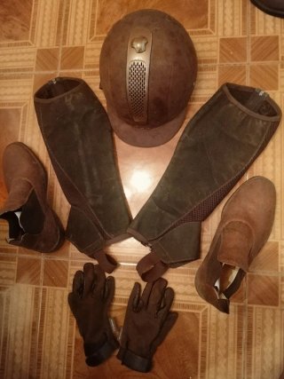 Lote Hípica Botas T.40 Casco Guantes