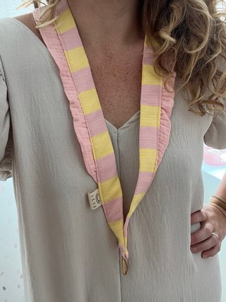 Bolso de playa Gala rayas rosa y amarillo