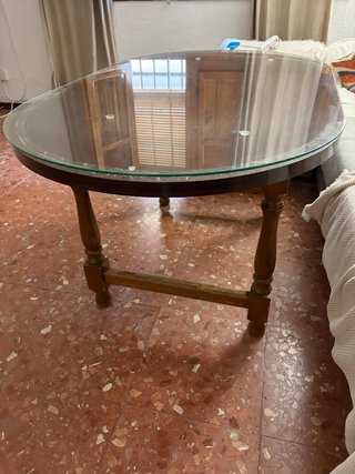 Mesa de salón madera y cristal