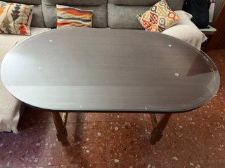 Mesa de salón madera y cristal