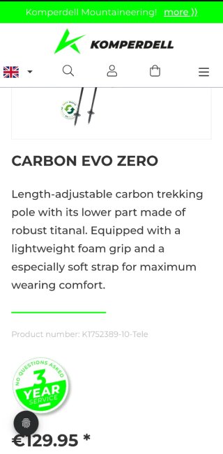 Bastones de senderismo Komperdell Carbon zero