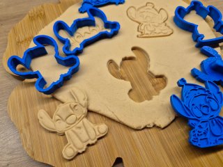 Kit Cortador Biscoito Stitch Plástico Azul