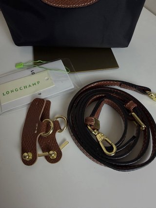 Mala Longchamp Mini Preta e Castanha