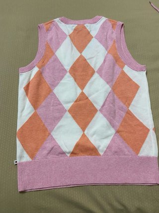 Chaleco argyle rosa y naranja