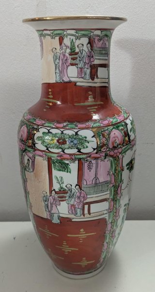 Jarrón Porcelana China Rosa Famille Rose