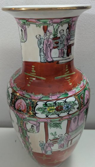 Jarrón Porcelana China Rosa Famille Rose
