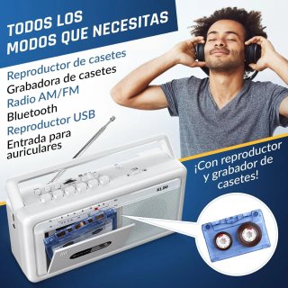 Reproductor Cassette KLIM Blanco USB