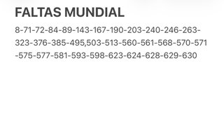Adrenalyn Mundial - Faltas