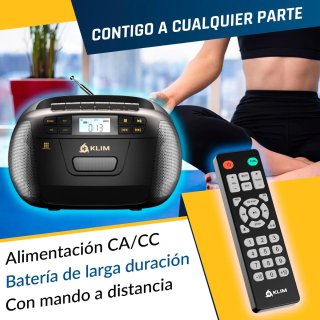Reproductor CD y Cassette KLIM Negro