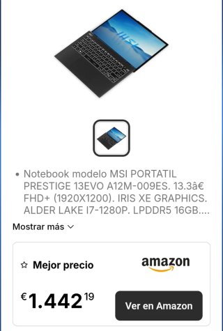 MSI Prestige 13Evo I7-1280P 16Gb/1Tb nuevo sin uso