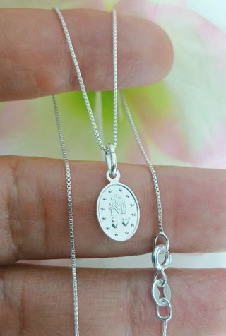 Cadena 40cm Medalla Milagrosa Plata Ley 925