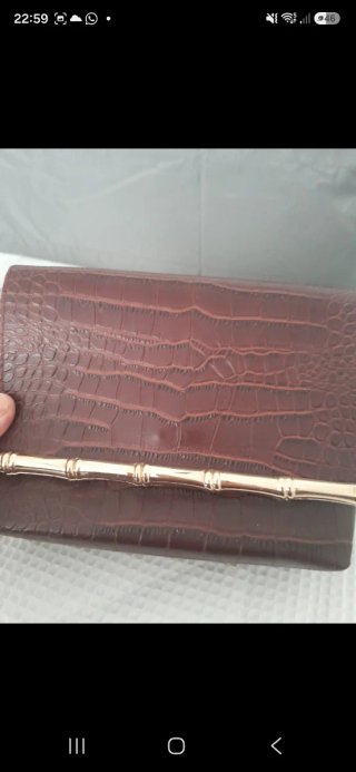 Bolso fiesta Zara Basic marrón y dorado