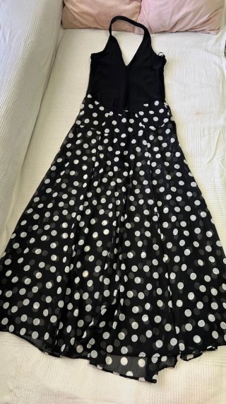 Vestido largo lunares negro y blanco