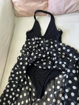 Vestido largo lunares negro y blanco