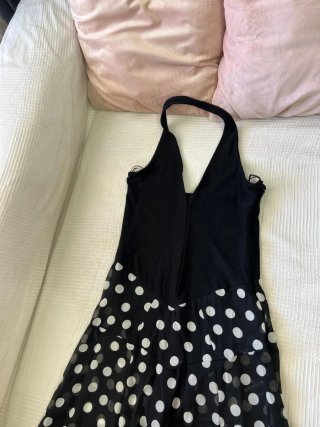 Vestido largo lunares negro y blanco
