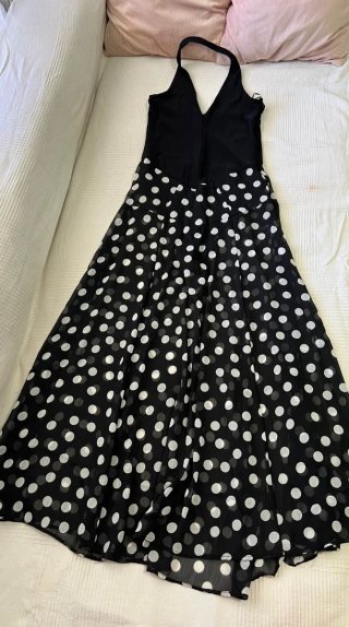 Vestido largo lunares negro y blanco