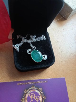 Colar Prata c/ Esmeralda Certificada Handmade