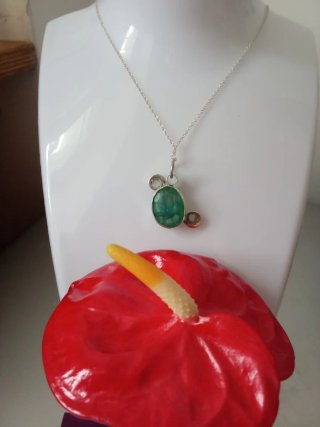Colar Prata c/ Esmeralda Certificada Handmade