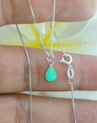 Cadena 40cm mini gota turquesa plata ley 925