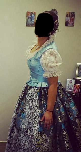 Traje de Fallera azul,dorado y plata