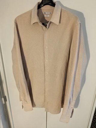 Camisa Zara Man Slim Fit Beige Talla M