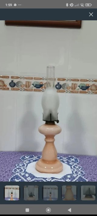 Quinqué antiguo cristal opalina 46cm