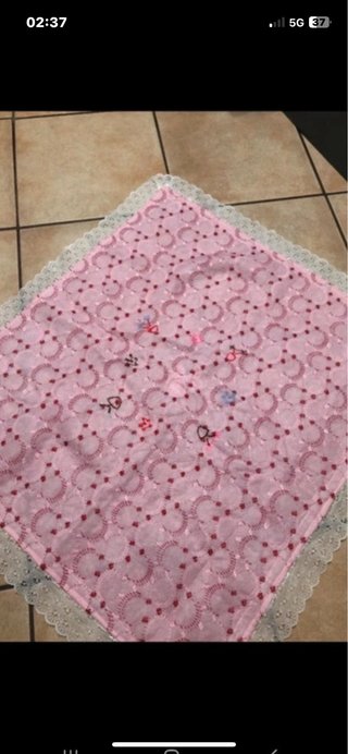 Copertina Culla Vintage Rosa Fiori Pizzo