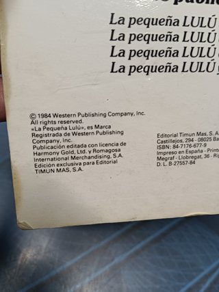 cuento LA PEQUEÑA LULÚ EN EL PARQUE - MARJORIE HENDERSON (TIMUN MAS Nº 1, 1984).