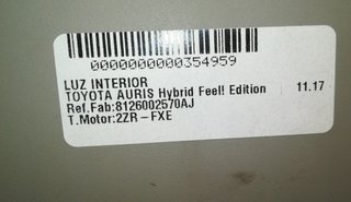 Toyota 8126002570aj luz interior auris 354959