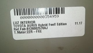 Toyota 8126002570aj luz interior auris 354959