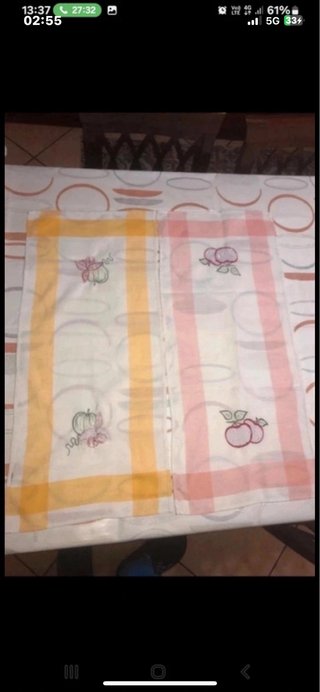 Coppia Runner Cucina Vintage Cotone Ricamato