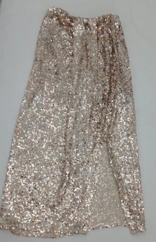 Conjunto champán satinado y lentejuelas