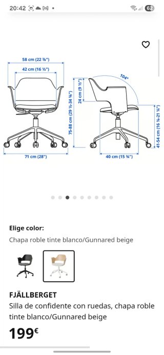 Silla con ruedas Fjällberget Ikea