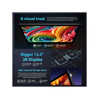 PIXPEAK 256GB Grigio Tablet 13.3" 2K RAM Android