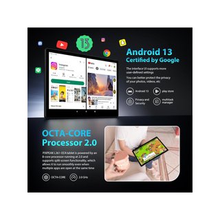 PIXPEAK 256GB Grigio Tablet 13.3" 2K RAM Android