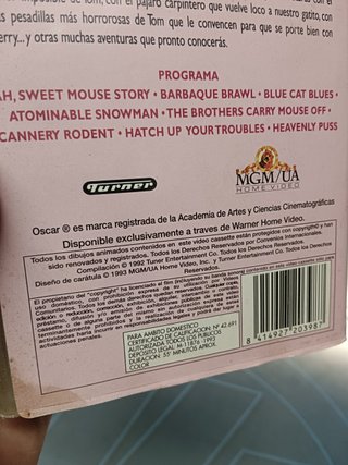 Vhs, Tom y Jerry, festival de diversion, warner, 1993, dificil de encontrar