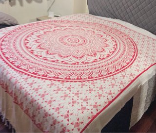 2 Colchas Mandala Artesanal Rojo/Blanco