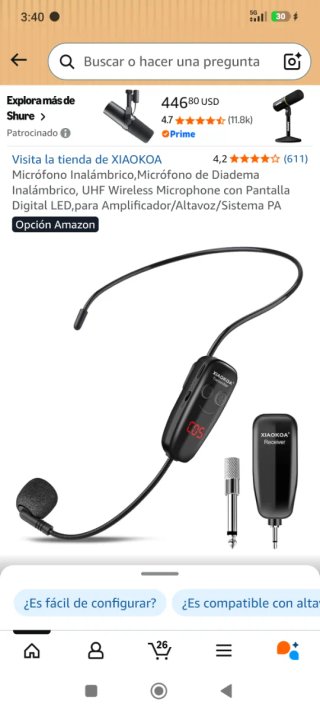 Micrófono Inalámbrico XIAOKOA UHF Negro