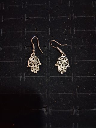 Pendientes Mano de Fátima Hamsa Plateados