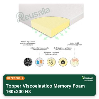 Topper Viscoelastico Memory Foam 160x200 H3