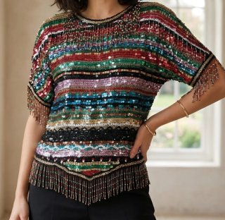 Top con perline e paillettes