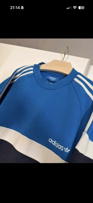 Sudadera Adidas Originals Azul y Blanca