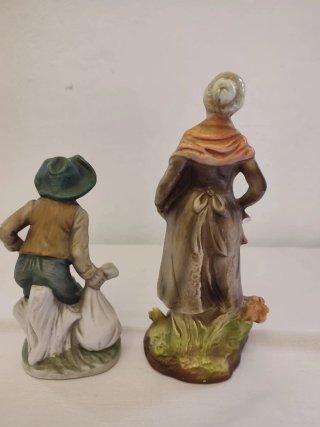 Pareja figuras campesinos cerámica mate