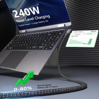 HOTUTUKI Alargador USB‑C 2m 90° 40Gbps 240W 8K