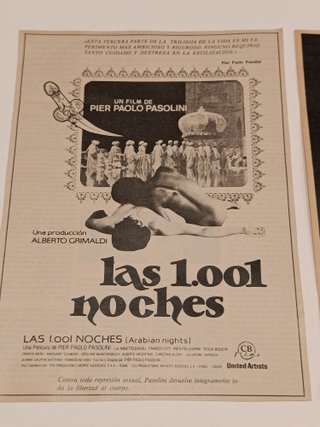Lote 4 Láminas Cine Culto Vintage: Pasolini...