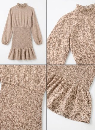 Vestido estampado beige y marrón