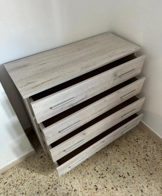 Canapé abatible blanco y beige