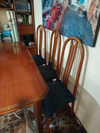 Mesa comedor y 6 sillas de madera 160x85